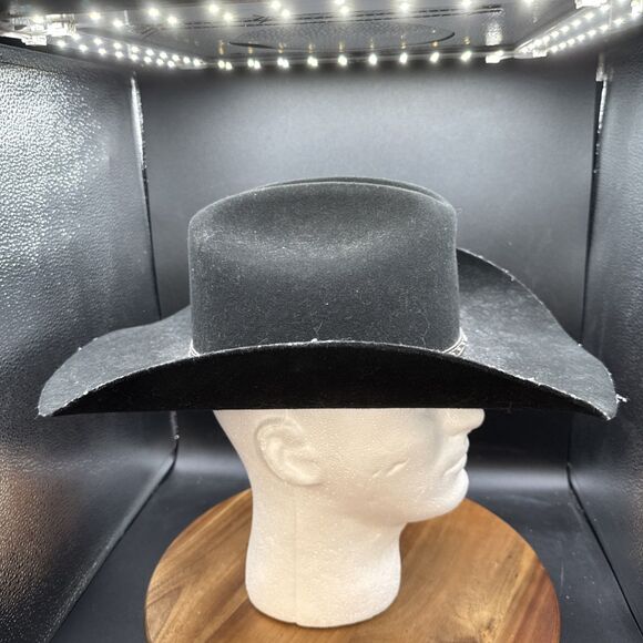 Justin Cowboy Hat XX 100% Wool Black Western Style Size 7 (56) - Picture 2 of 8